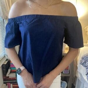 Costal Navy Off the Shoulder Blouse